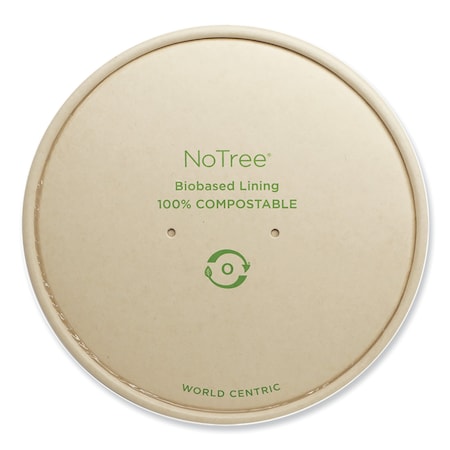 World Centric Paper Lids for Bowls. 5.9 in. Diameter, Natural, Paper, 300PK BOL-NT-24W